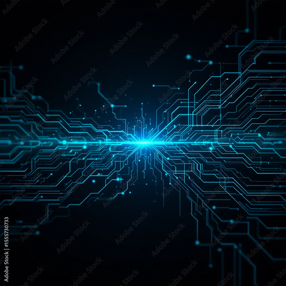 Obraz premium Interconnected lines and glowing nodes form a complex network.