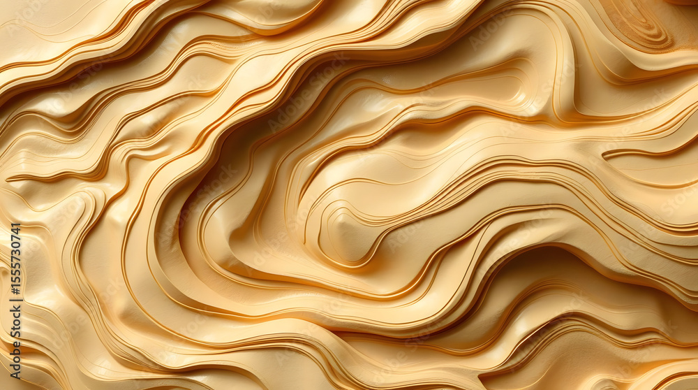 abstract flow of golden and beige liquid marble, gently swirling in smooth waves