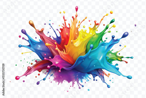 realistic 3d smooth acrylic paint stain or  paint splash and explosion isolated on transparent background