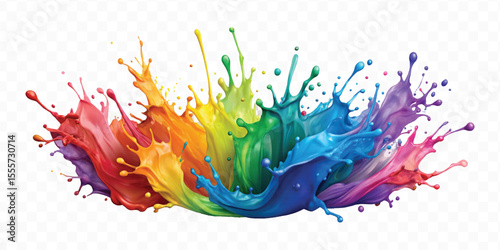 realistic 3d smooth acrylic paint stain or  paint splash and explosion isolated on transparent background