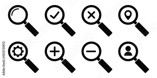 Magnifying glass icon vector isolated white background. zoom in, zoom out, job seeking, address icon 