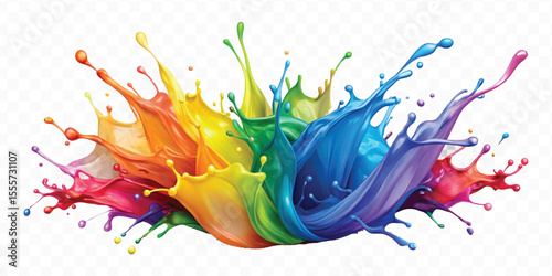 realistic 3d smooth acrylic paint stain or  paint splash and explosion isolated on transparent background