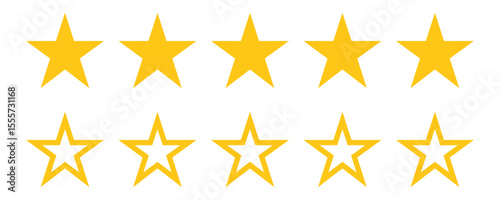 Five star rating review star vector isolated on white background. customer feedback symbol