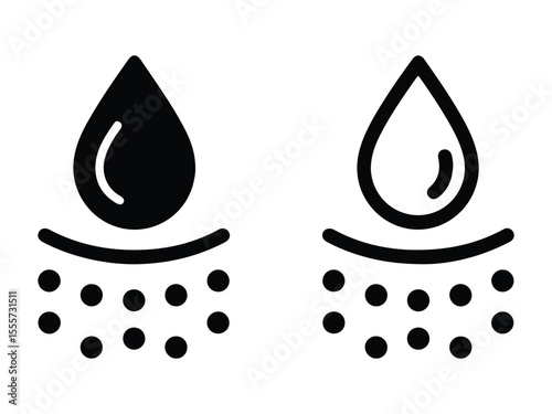 water drop icons with water dispersion isolated on white background