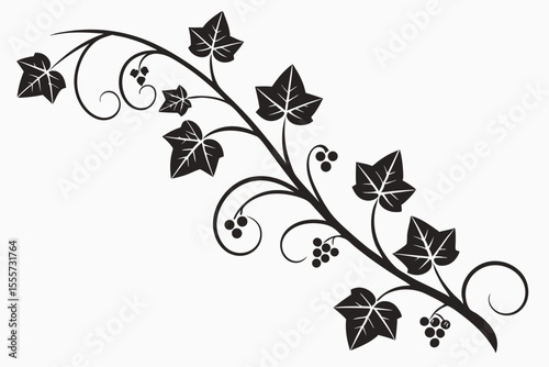 Delicate stylized black silhouette of a climber reaching for a summit isolated on white background