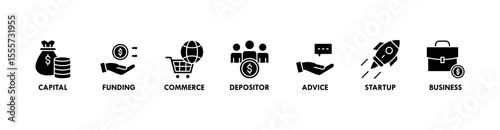 Angel investor banner web icon vector illustration concept of business angel, informal investor, investment founder with icon of capital, funding, commerce, depositor, advice, startup and business