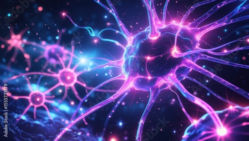 Wallpaper Mural Neural Network Activity with Glowing Brain Connections, High-Resolution Concept Art Torontodigital.ca