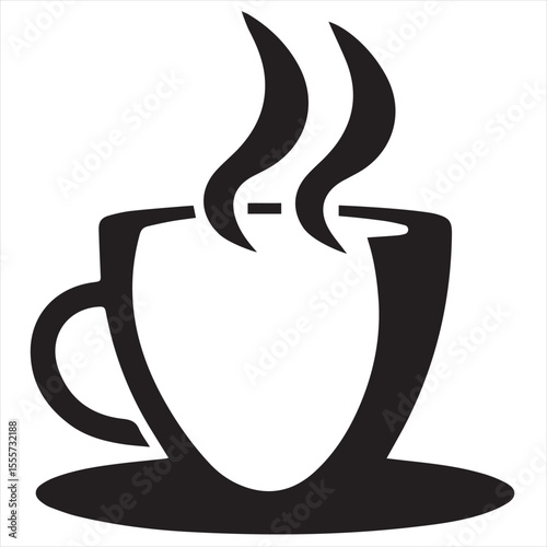 Minimal Coffee Cup Logo Design, Silhouette Style Vector Graphic, Clean and Modern Minimalist Coffee Mug Icon for Cafes, Coffee Shops, Beverage Branding, and Cafe Packaging

