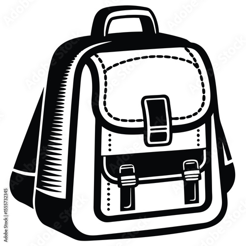 Black and white school backpack illustration travel