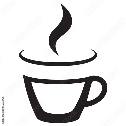 Minimal Coffee Cup Logo Design, Silhouette Style Vector Graphic, Clean and Modern Minimalist Coffee Mug Icon for Cafes, Coffee Shops, Beverage Branding, and Cafe Packaging

