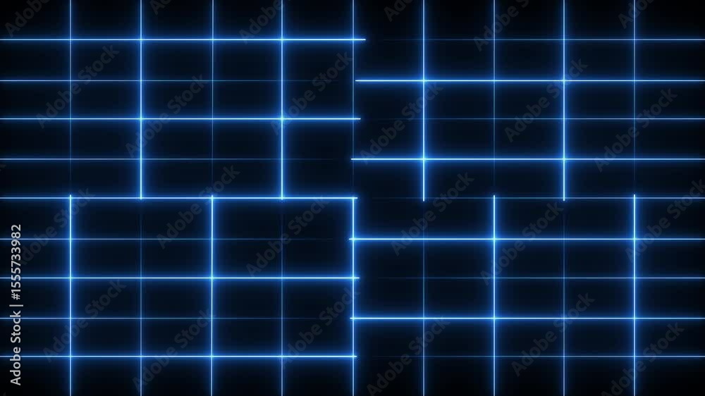 Abstract futuristic technology background. Neon blue  glowing energy lines looping animation.