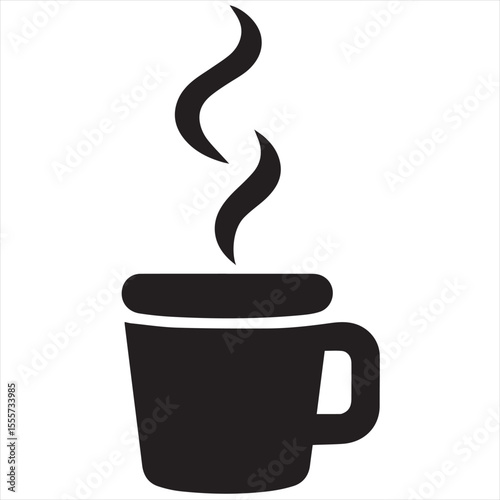 Minimal Coffee Cup Logo Design, Silhouette Style Vector Graphic, Clean and Modern Minimalist Coffee Mug Icon for Cafes, Coffee Shops, Beverage Branding, and Cafe Packaging

