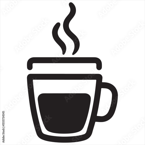 Minimal Coffee Cup Logo Design, Silhouette Style Vector Graphic, Clean and Modern Minimalist Coffee Mug Icon for Cafes, Coffee Shops, Beverage Branding, and Cafe Packaging
