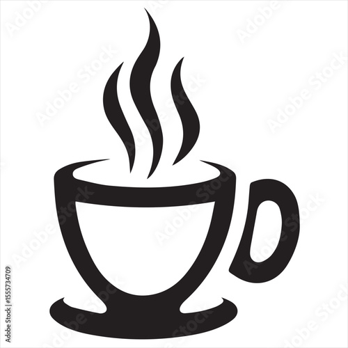 Minimal Coffee Cup Logo Design, Silhouette Style Vector Graphic, Clean and Modern Minimalist Coffee Mug Icon for Cafes, Coffee Shops, Beverage Branding, and Cafe Packaging
