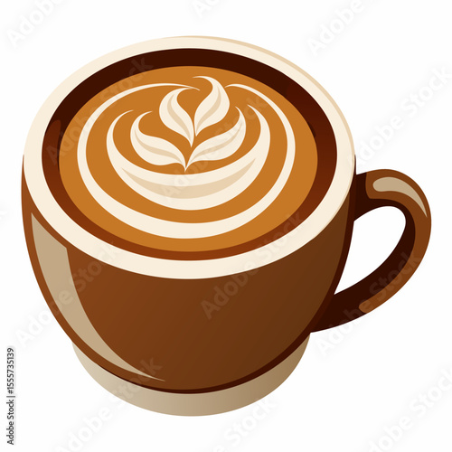 Isolated Latte Coffee Cup Vector Design A Delicious and Aromatic Beverage on White Background