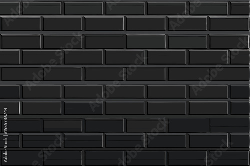 Dark Black Brick Wall with Rough Surface Vector Illustration for Textures Backgrounds and Design Elements