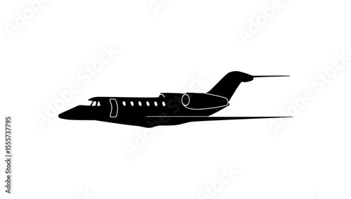 small jet for Private Charter Flights, black isolated silhouette