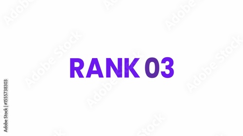 Rank 03 Text Animation. Alpha matte with transparent background 4K resolution.