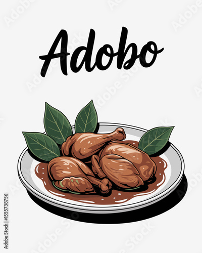 Vector Illustration of Filipino Chicken Adobo