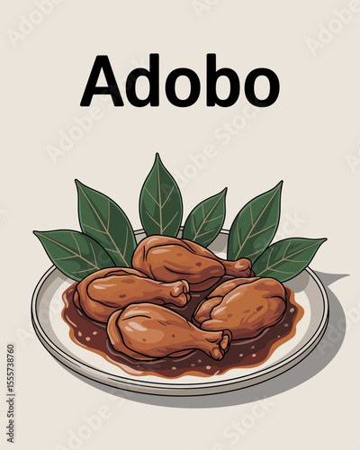 Vector Illustration of Filipino Chicken Adobo