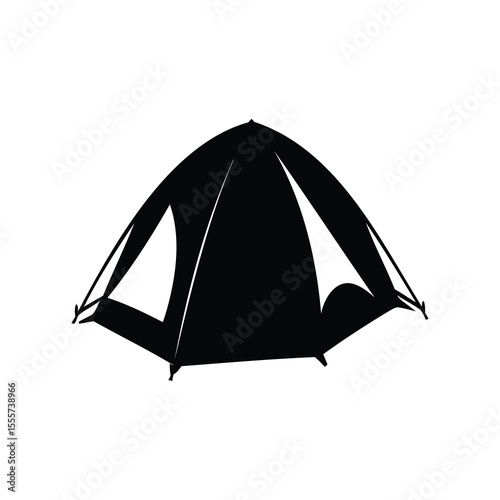 Black silhouette of tent for outdoor adventure and recreational camping trips