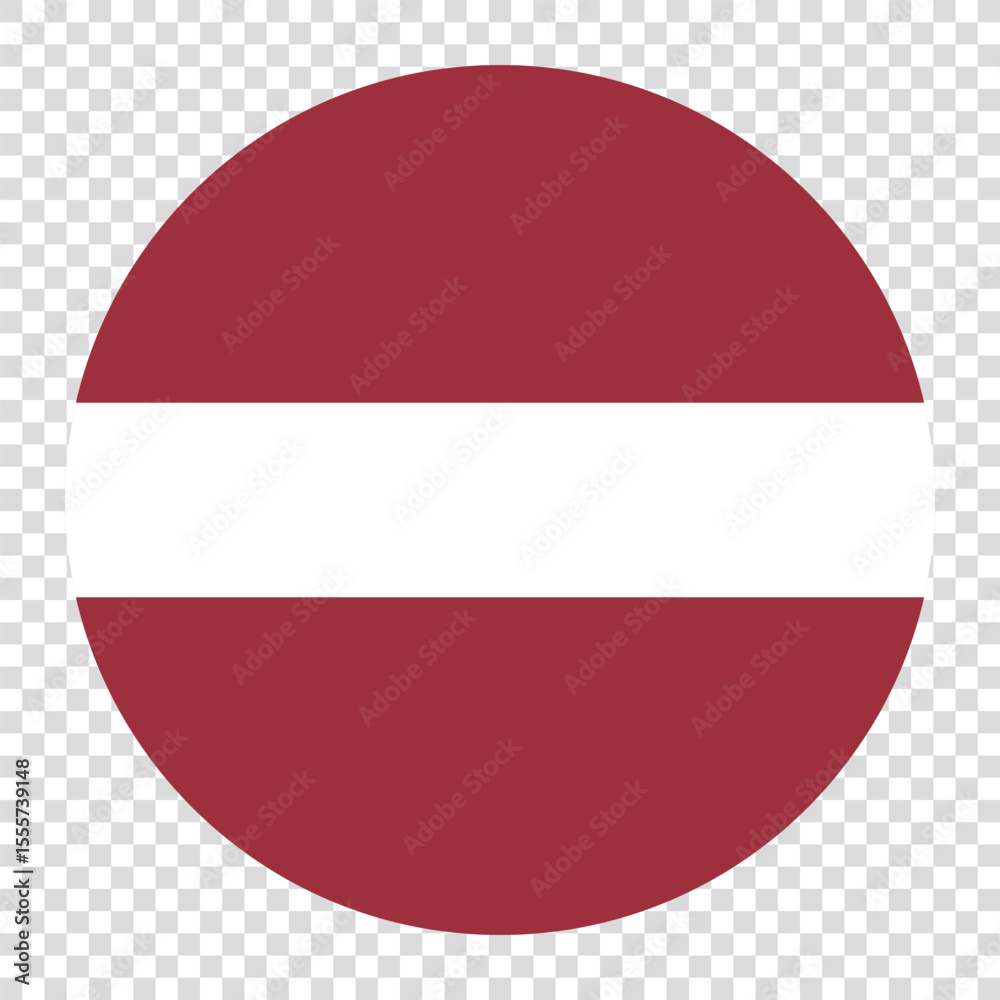 Obraz premium Flag of Latvia. Latvia circle flag logo icon computer vector illustration design. Transparent checkerboard background.