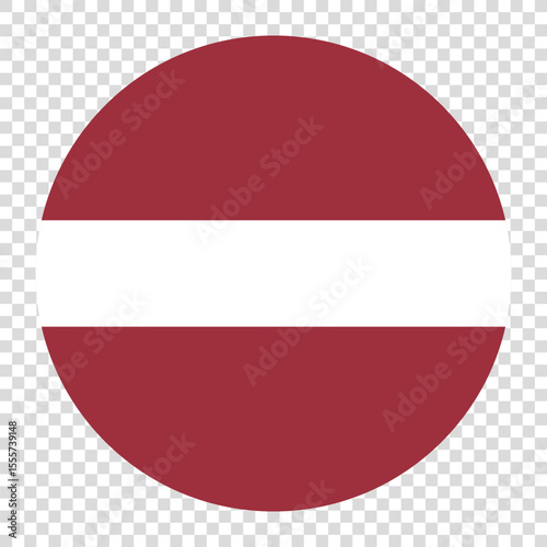 Flag of Latvia. Latvia circle flag logo icon computer vector illustration design. Transparent checkerboard background.
