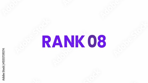 Rank 08 Text Animation. Alpha matte with transparent background 4K resolution.