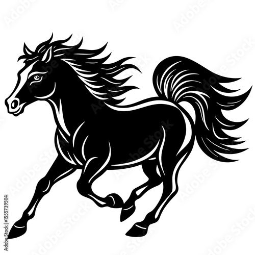Running Horse Silhouette Vector Illustration

