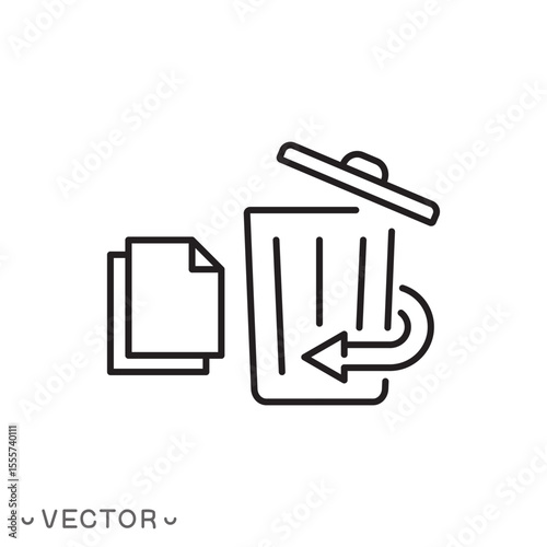 restore information or data icon, recover deleted concept, thin line symbol isolated on white background, editable stroke eps 10 vector illustration