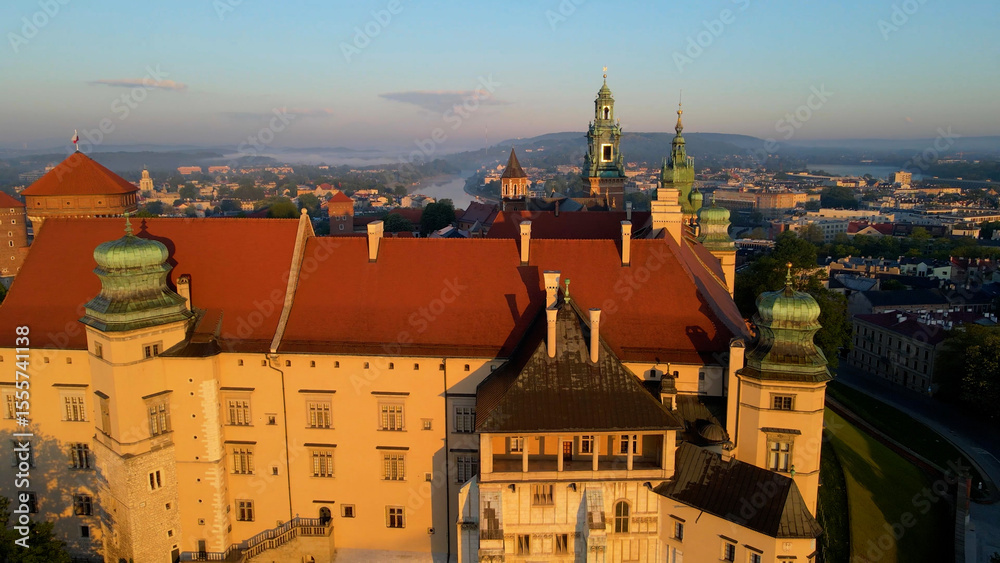 Obraz premium Krakow Wawel Castle drone view