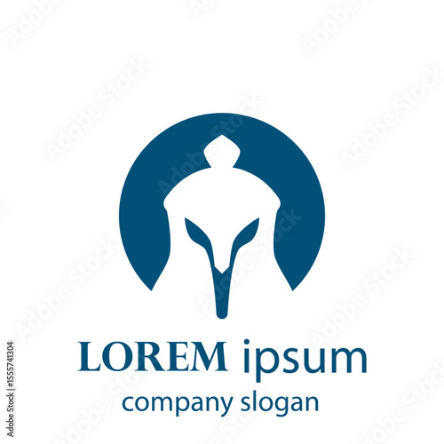 logo design of a tough classic spartan fighter wearing a helmet