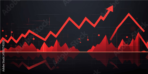 Here are a few options for your image description, keeping it concise and without a colon:

Red arrow on a stock market chart showing the pulse of business health
