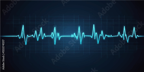 Electrocardiogram showing a green heart beat line on a medical monitor