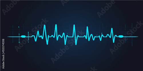 Abstract heartbeat pulse line on a medical monitor