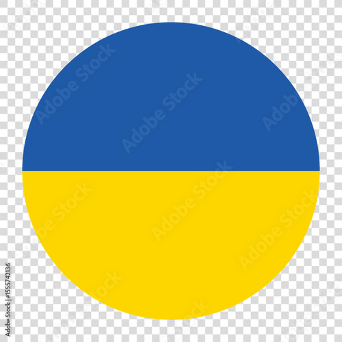 Flag of Ukraine. Ukraine circle flag logo icon computer vector illustration design. Checkerboard background.