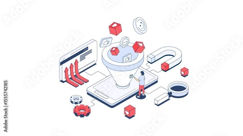 social media funnel Animated Illustration