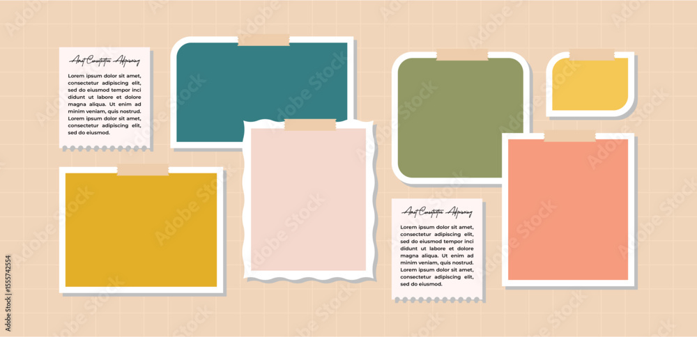 Fototapeta premium Pictures or photos frame collage layout abstract photo frames and digital photo wall template