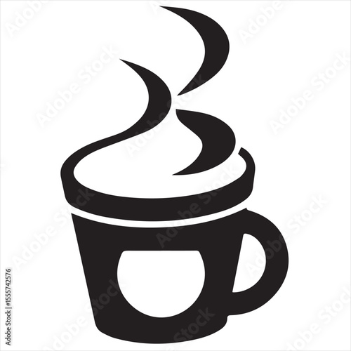 Minimal Coffee Cup Logo Design, Silhouette Style Vector Graphic, Clean and Modern Minimalist Coffee Mug Icon for Cafes, Coffee Shops, Beverage Branding, and Cafe Packaging
