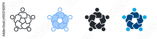 Collaboration Icon Set Multiple Style. Designed In Outline, Blue, Glyph, Dual Tone