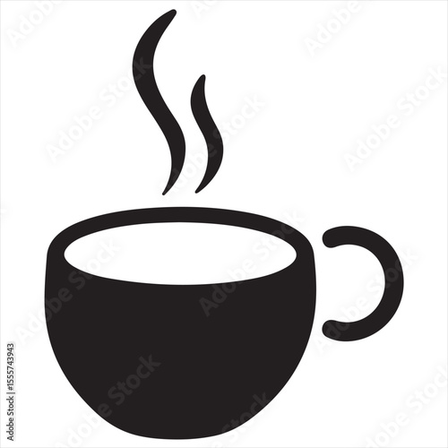 Minimal Coffee Cup Logo Design, Silhouette Style Vector Graphic, Clean and Modern Minimalist Coffee Mug Icon for Cafes, Coffee Shops, Beverage Branding, and Cafe Packaging

