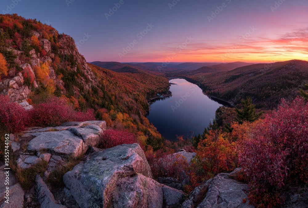 Naklejka premium sunset over the lake