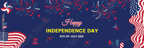 Fourth of July fireworks celebration with festive holiday design and vintage art illustration