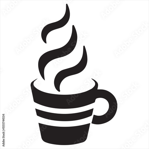 Minimal Coffee Cup Logo Design, Silhouette Style Vector Graphic, Clean and Modern Minimalist Coffee Mug Icon for Cafes, Coffee Shops, Beverage Branding, and Cafe Packaging
