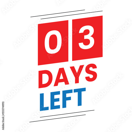  3 Days Left Reminder Design Red Vector Countdown Graphic