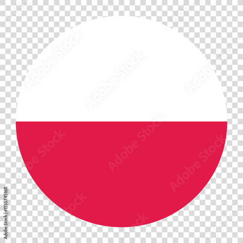 Flag of Poland. Poland circle flag logo icon computer vector illustration design. Checkerboard background.