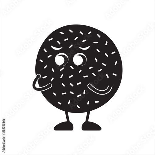 A mischievous doughnut hiding sprinkles silhouette vector illustration