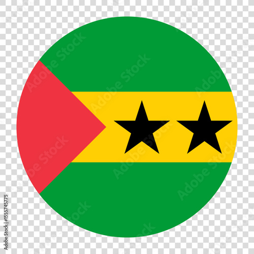 Flag of SAO Tome and Principe. SAO Tome and Principe circle flag logo icon computer vector illustration design. Checkerboard background.
