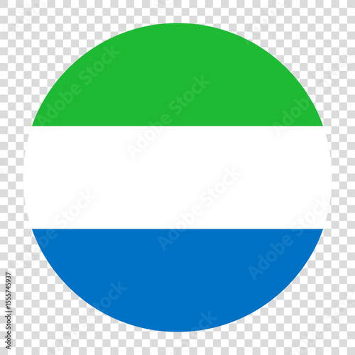 Flag of Sierra Leone. Sierra Leone circle flag logo icon computer vector illustration design. Checkerboard background.