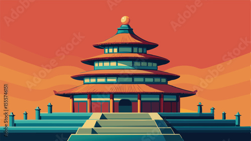 Man in white gi performing martial arts stance with blue circle landscape illustration